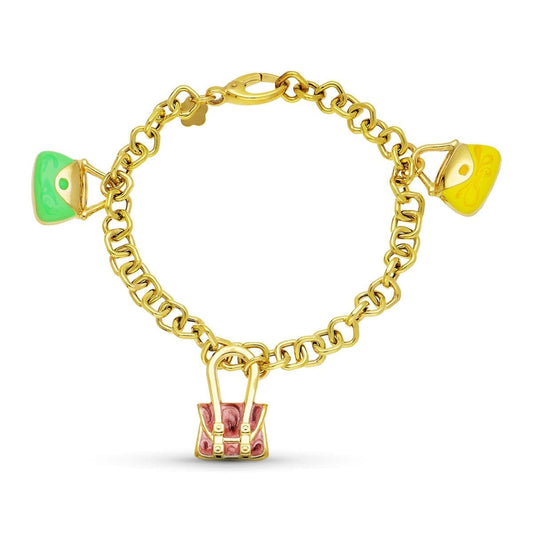 Pulsera Fetiches Esmaltados de oro amarillo 18K
