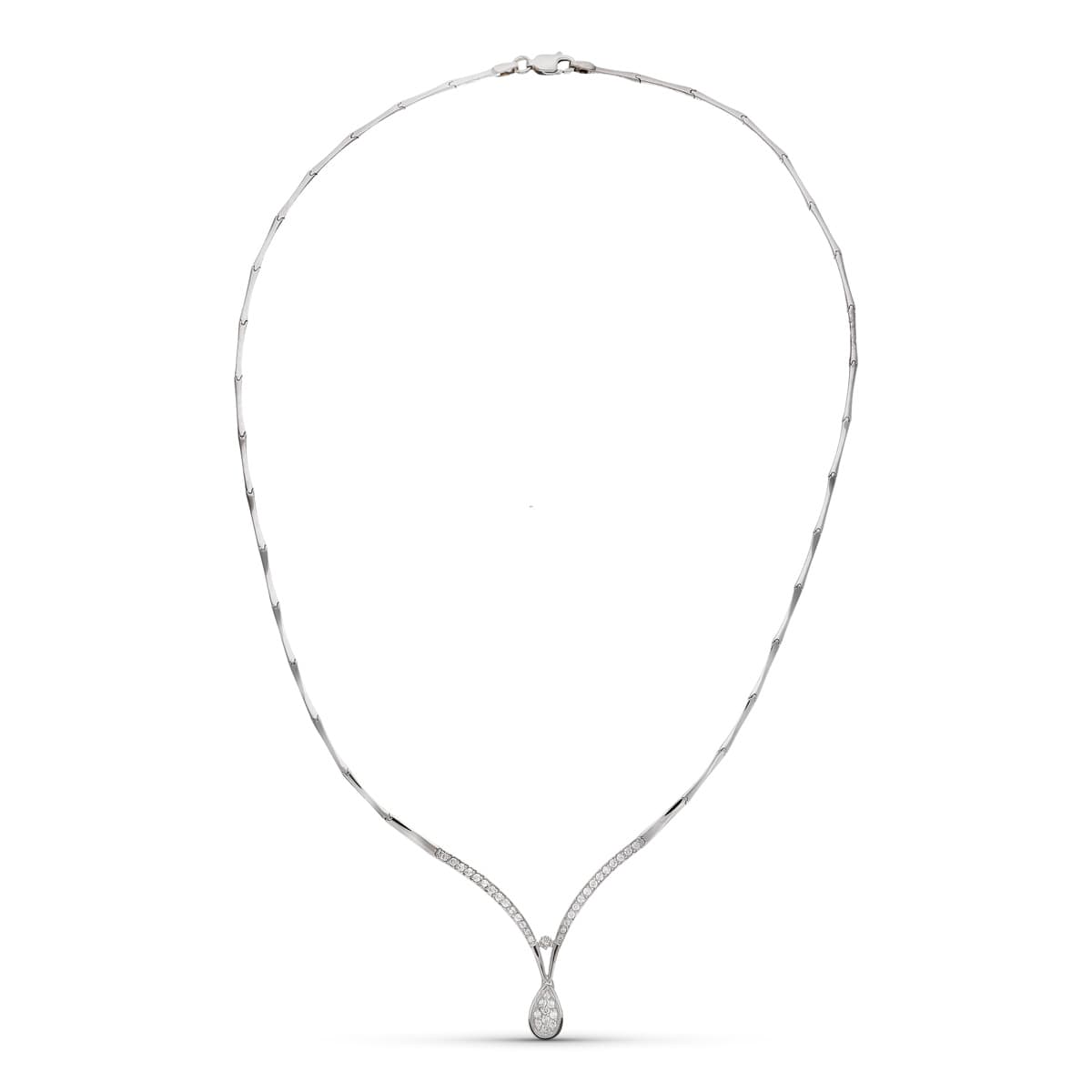 Gargantilla Circonita Motivo Gotas de oro blanco 18K