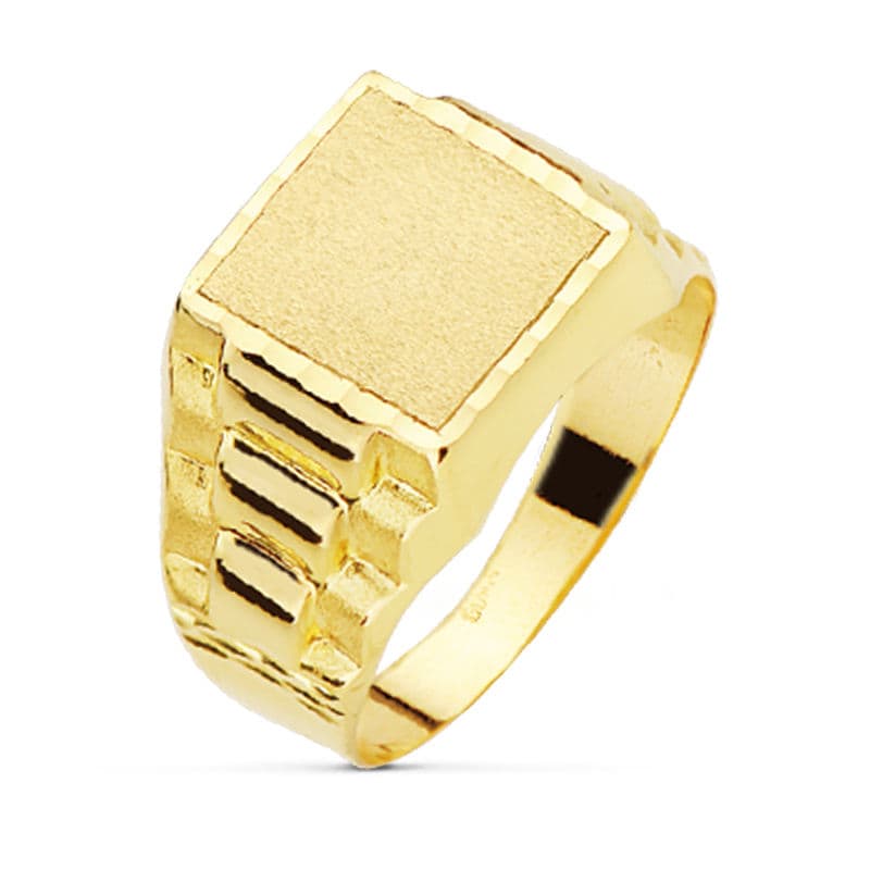 18K SELLO ORO AMARILLO CADETE HUECO. ZONA GRABADO 9 X 9 MM