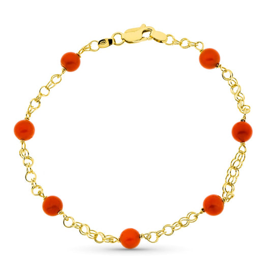 Pulsera Jaula Coral Fino Cerdeña 5 mm 20 cm de oro amarillo 18K