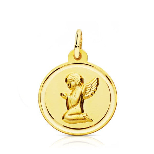 Medalla Angelito Bisel 16 mm de oro amarillo 18K