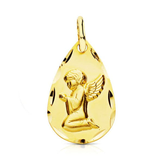 Medalla Angel 19 x 11 mm de oro amarillo 18K