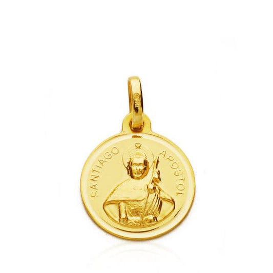 Medalla Santiago Apostol Bisel 18 mm de oro amarillo 18K