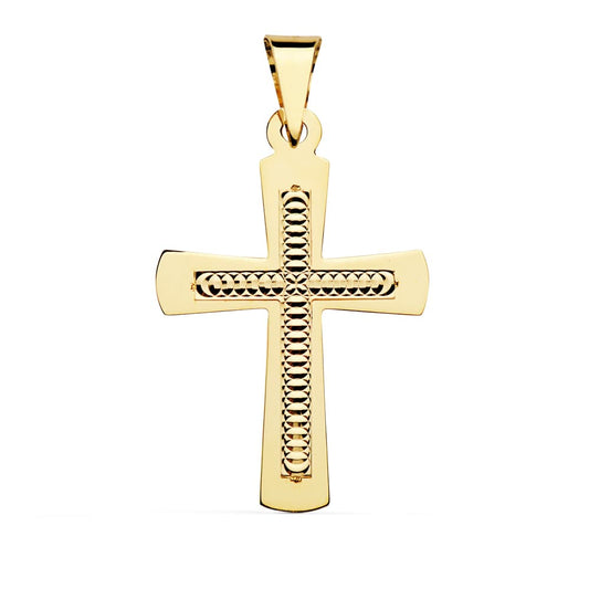 Cruz sin Cristo Tallada. 34 x 22 mm de oro amarillo 18K