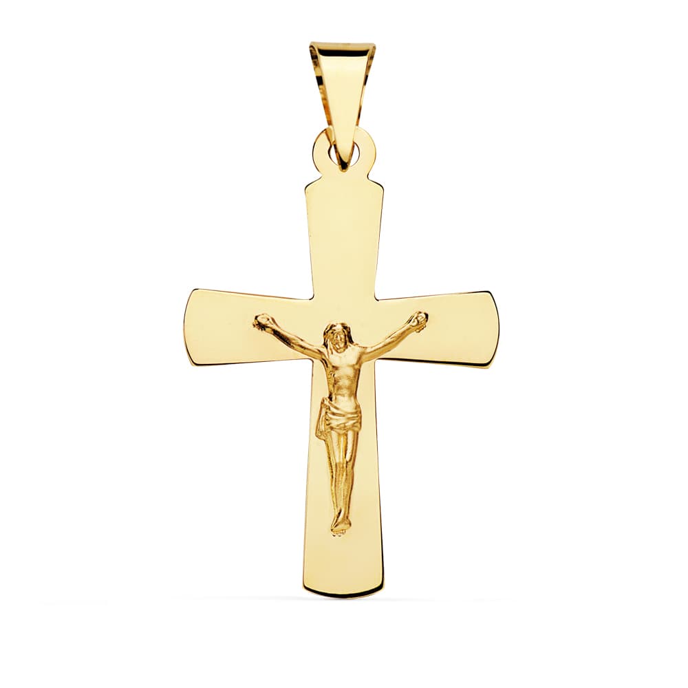 18K CRUZ CON CRISTO ORO AMARILLO 34 X 22 MM