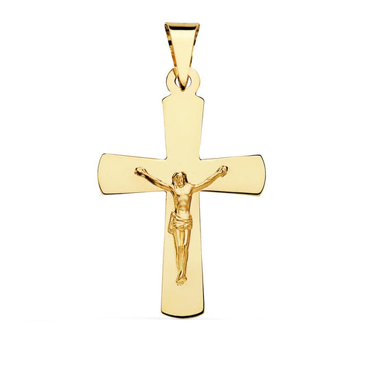 18K CRUZ CON CRISTO ORO AMARILLO 34 X 22 MM