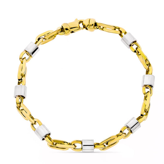 Pulsera Bicolor Eslabones Ancho 5 mm Largo 19,50 cm 18K