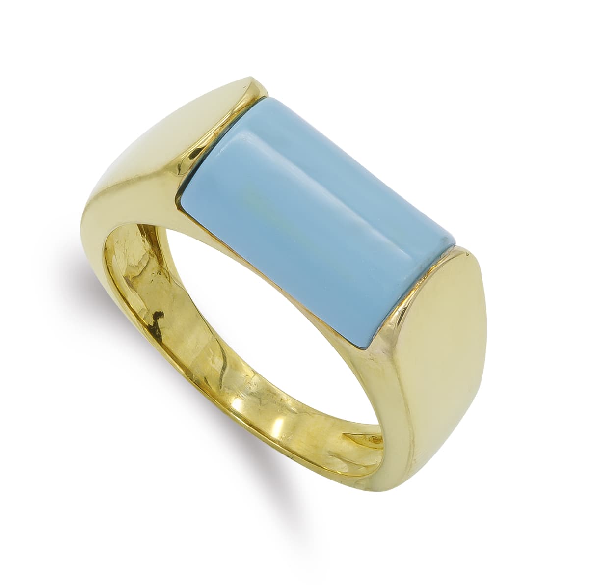 Sortija Turquesa. Ancho: 8,5 mm de oro amarillo 18K