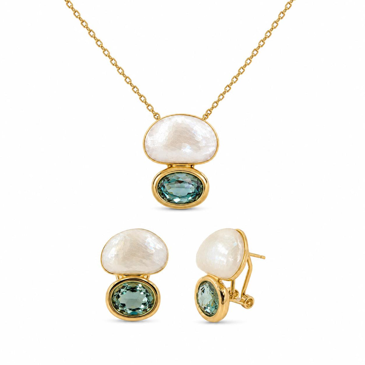 Conjunto Sea con baño de oro de 14 quilates - Joyería Zafir