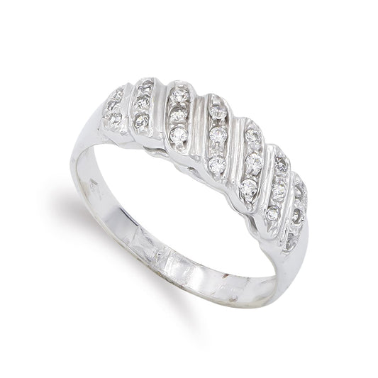 18K SORTIJA ORO BLANCO CON CIRCONITA. ANCHO: 6 MM