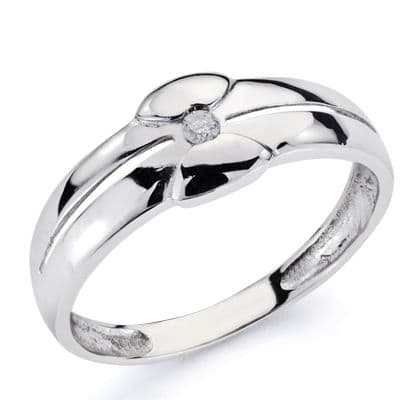 18K SOLITARIO ORO BLANCO DIAMANTE NATURAL TALLA BRILLANTE 0.050 QTS.