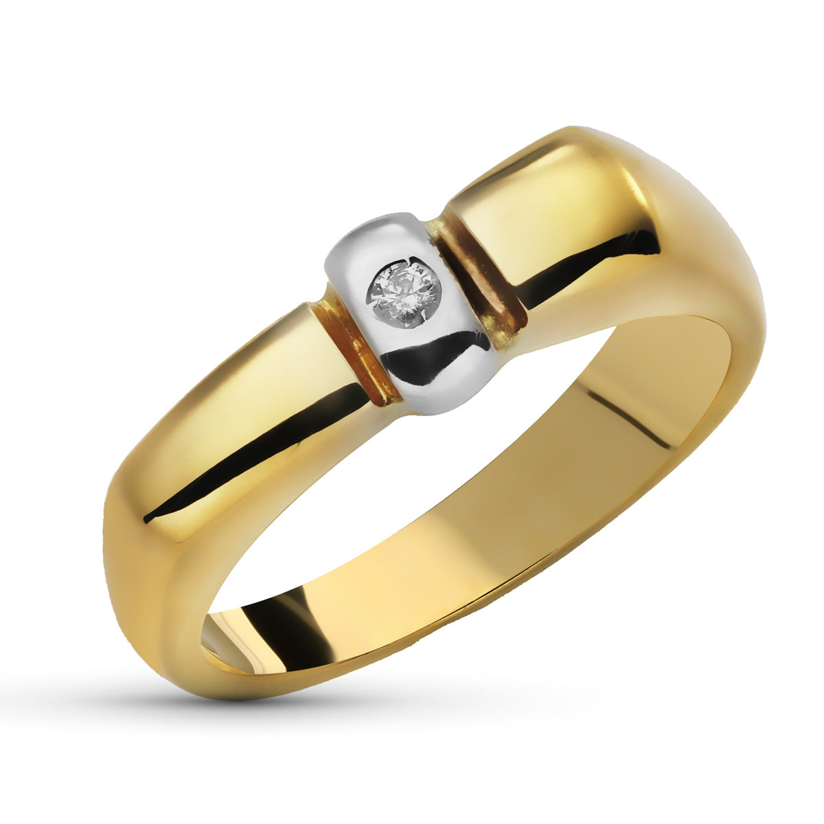 Sortija Diamante Natural 0,05 Qts. 14 x 6 mm de oro amarillo 18K