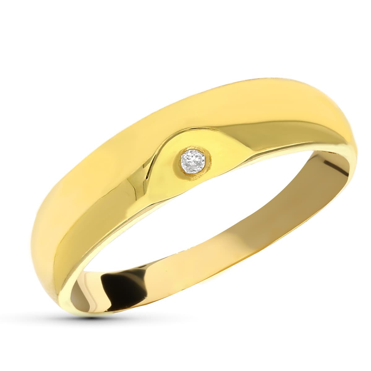 Sortija Diamante Natural 0,015 Qts. Ancho: 5 mm de oro amarillo 18K