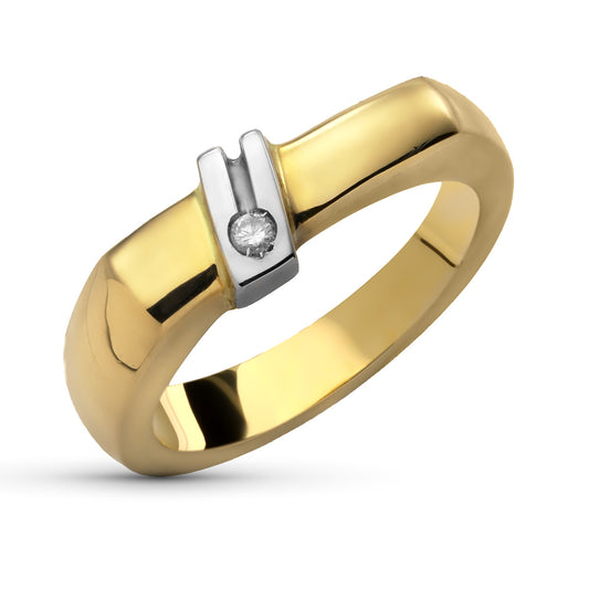 18K SORTIJA ORO AMARILLO DIAMANTE 0,04 QTS. MEDIDA: 16X7 MM