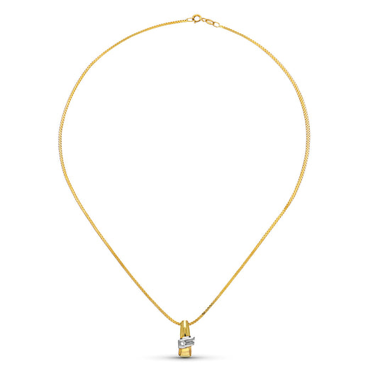 18K COLGANTE ORO AMARILLO BRILLANTE 16X7 MM 0.04 QTS. CADENA 40