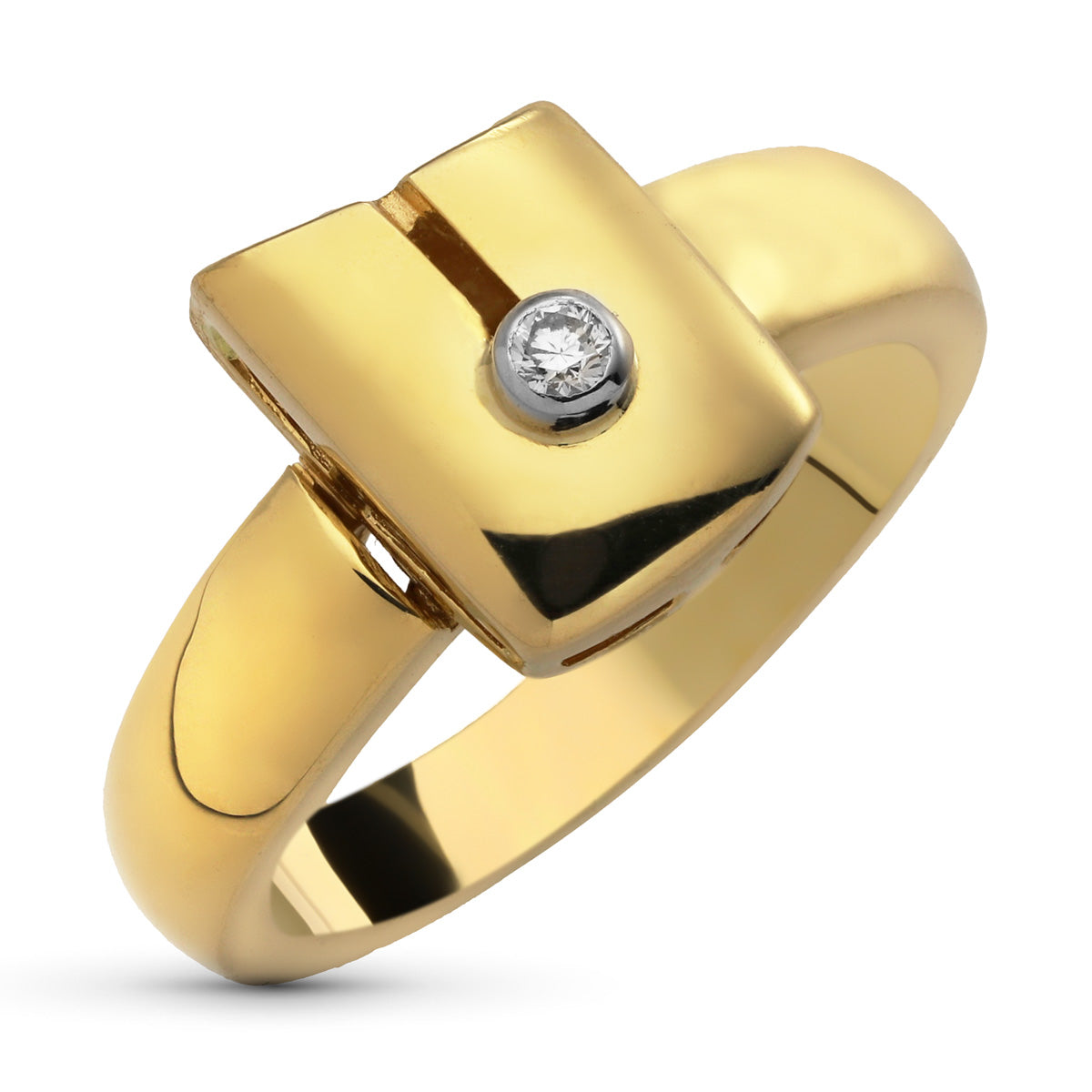Sortija Diamante Natural Talla Brillante 0,05 Qts. Ancho: 12 x 8 mm de oro amarillo 18K