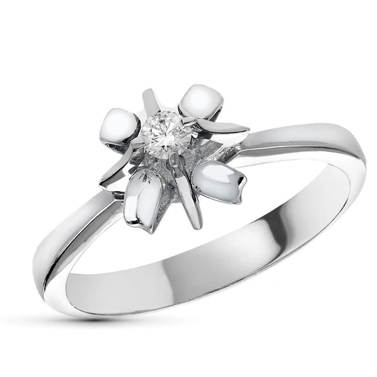 18K SOLITARIO ORO BLANCO CON DIAMANTE 0,10 QTS. ANCHO: 9,5MM