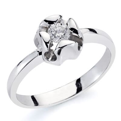 18K SOLITARIO ORO BLANCO CON DIAMANTE 0,20 QTS. ANCHO: 7,5MM