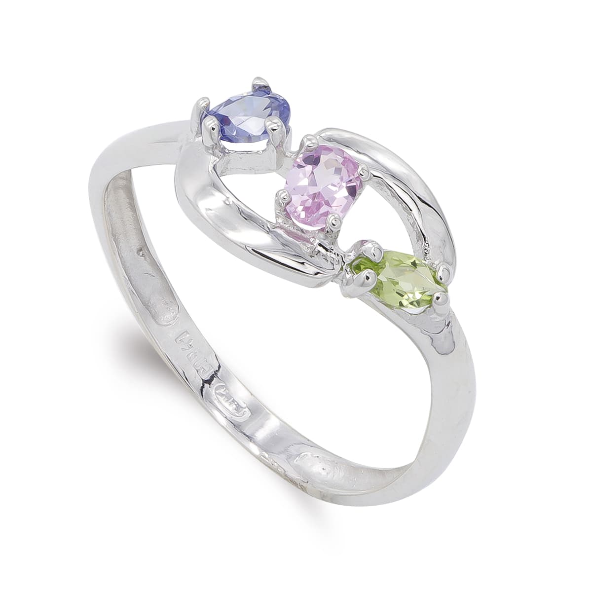 18K SORTIJA ORO BLANCO CON CIRCONITA DE COLORES. ANCHO: 8 MM