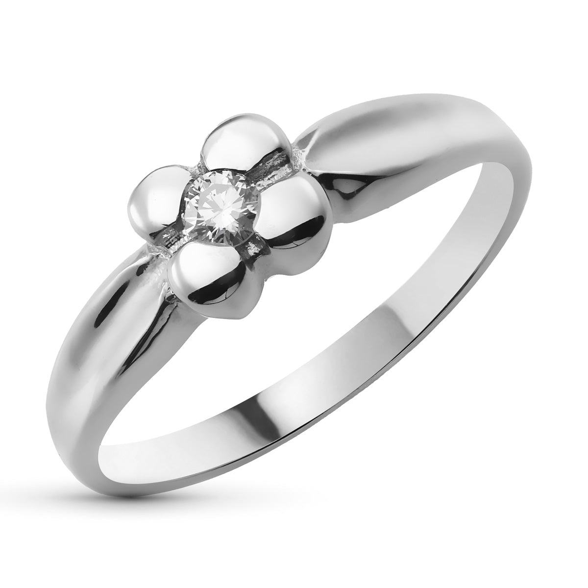 Sortija Diamante Natural Talla Brillante 0,100 Qts. Ancho: 6,5 mm de oro blanco 18K