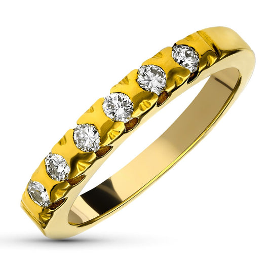 18K SORTIJA ORO AMARILLO DIAMANTES NATURALES TALLA BRILLANTE 0.35 QTS. ANCHO: 3 MM