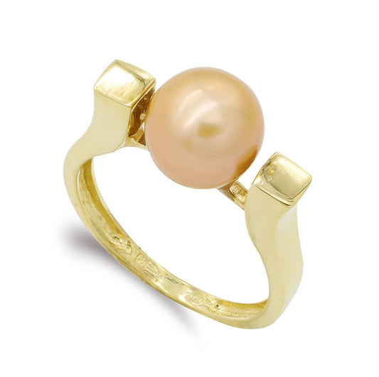 18K SORTIJA ORO AMARILLO PERLA CAMEL 9 MM