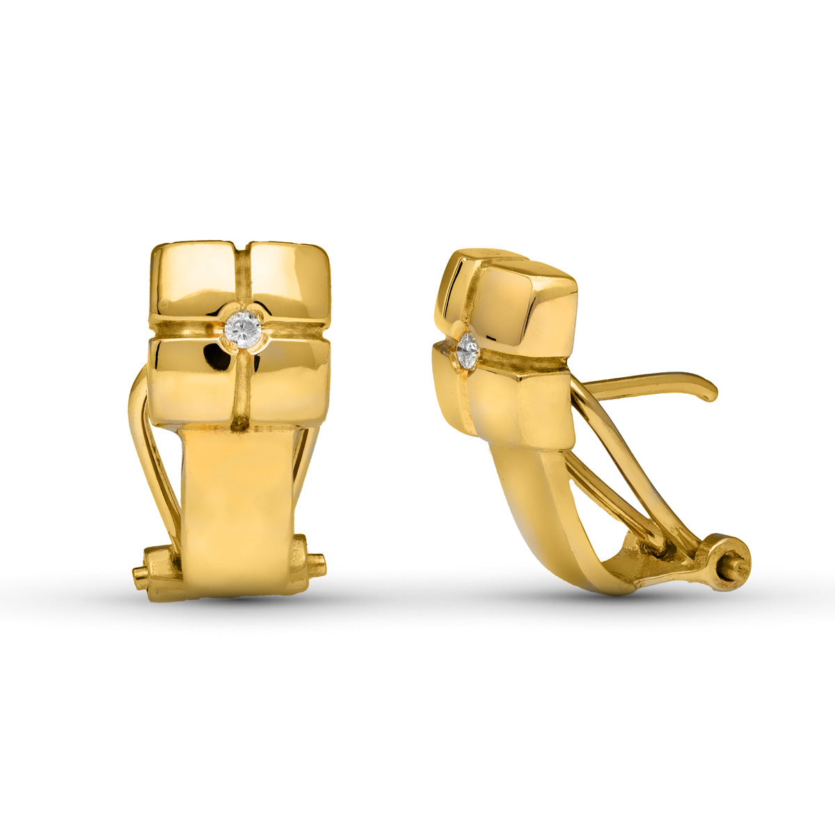 Pendientes Diamantes Naturales Talla Brillante 16 x 9 mm de oro amarillo 18K