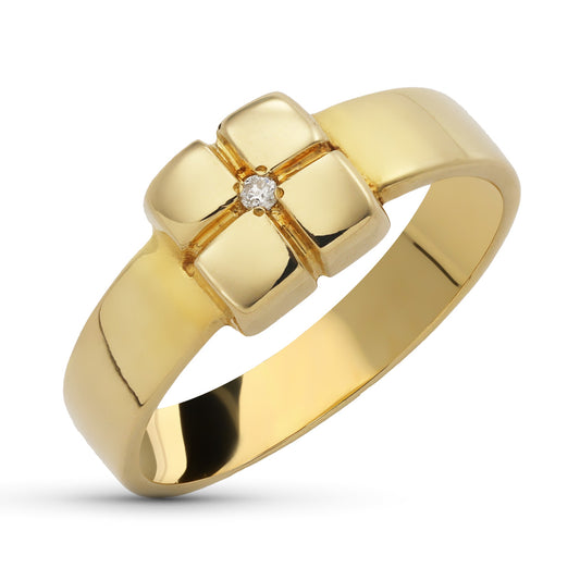 18K SORTIJA ORO AMARILLO DIAMANTE NATURAL TALLA BRILLANTE 0,03QT. ANCHO: 7X7 MM