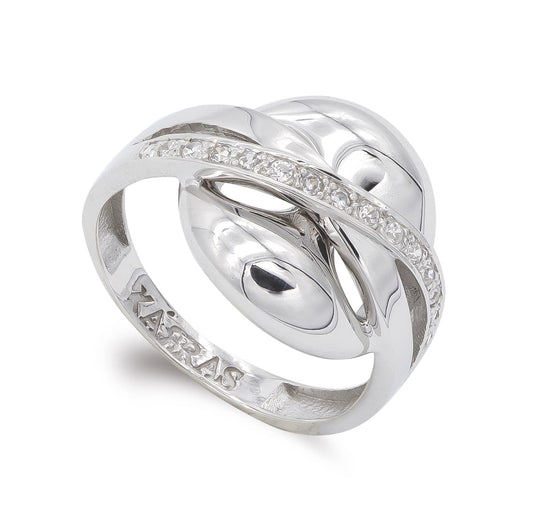 18K SORTIJA ORO BLANCO CON CIRCONITAS. ANCHO: 15,5 MM