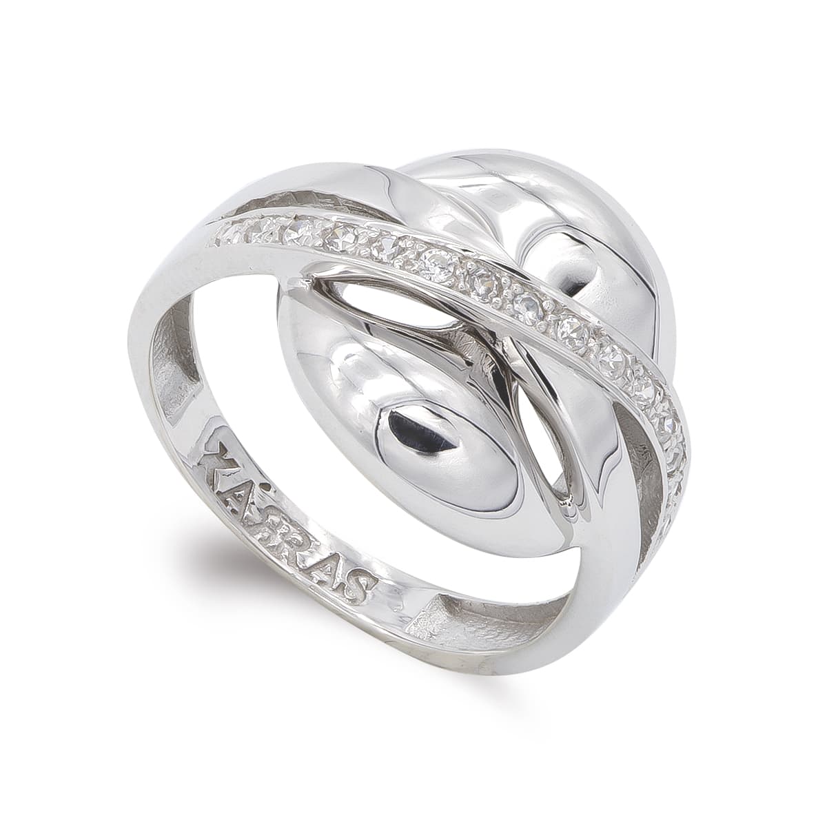 Sortija con Circonitas. Ancho: 15,5 mm de oro blanco 18K