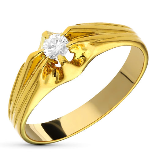 18K SOLITARIO ORO AMARILLO DIAMANTE NATURAL 0.20 QTS. ANCHO: 7 MM