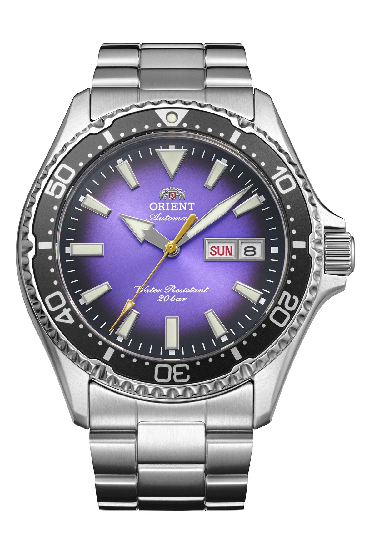 Reloj Orient Mako 40 RA-AA0827V39B, esfera púrpura