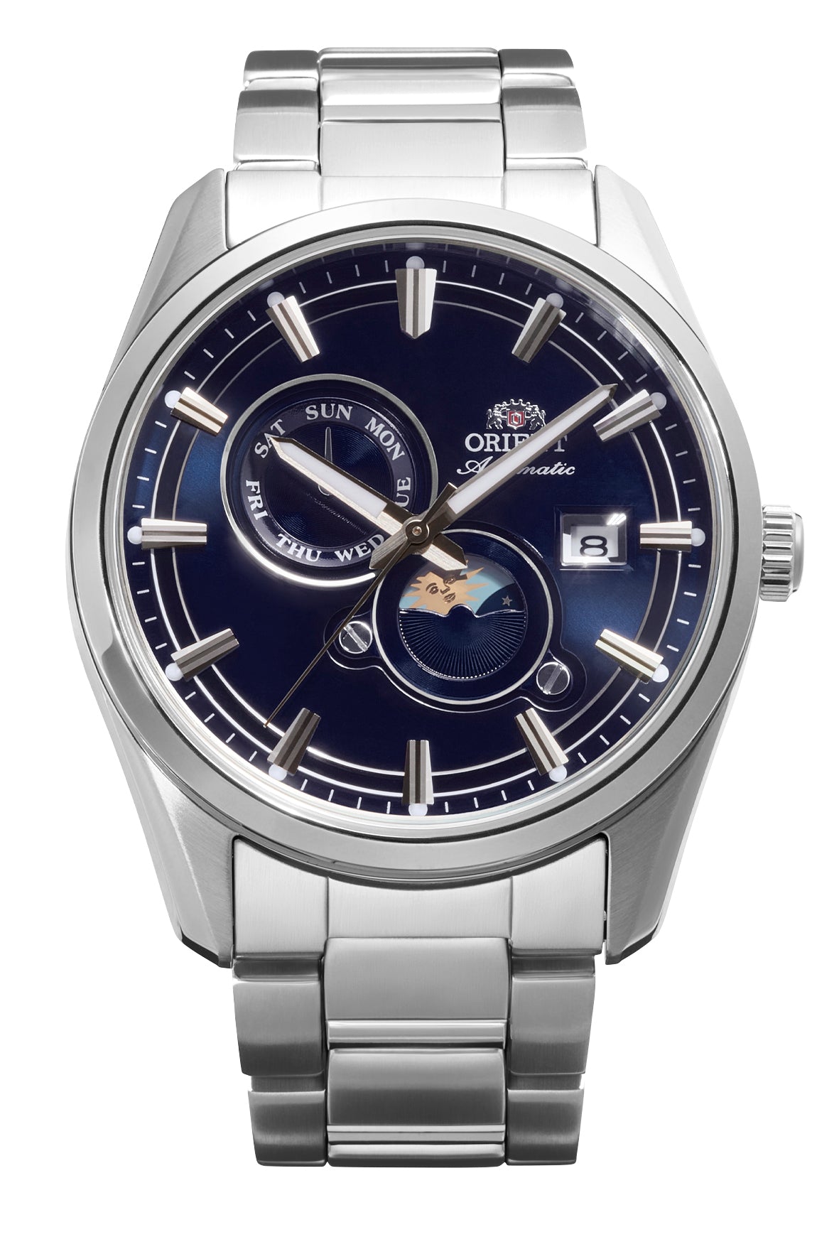 Reloj Orient Stretto Day & Night Automático RA-AK0315L30B, esfera azul