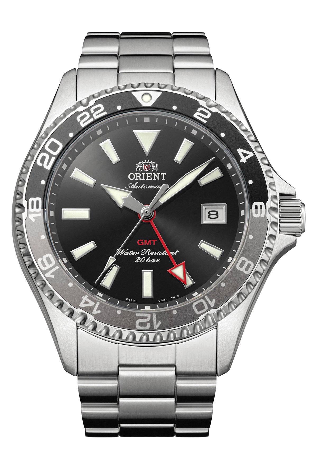 Reloj Orient Mako GMT RA-BC0001B30B, esfera negro