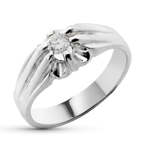 18K SOLITARIO ORO BLANCO DIAMANTE 0,20 QTS. ANCHO: 7 MM