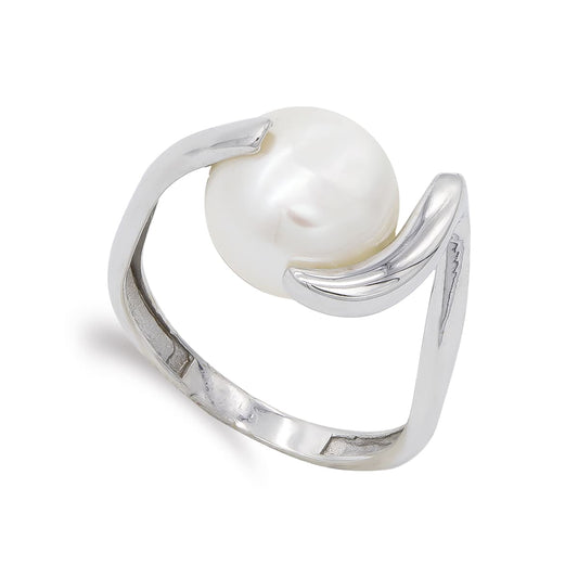 18K SORTIJA ORO BLANCO CON PERLA BARROCA 11,5MM.