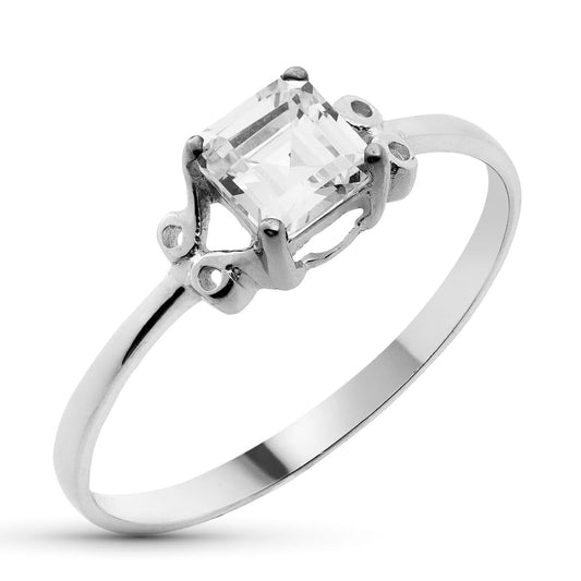 18K SOLITARIO ORO BLANCO PIEDRA 5 MM