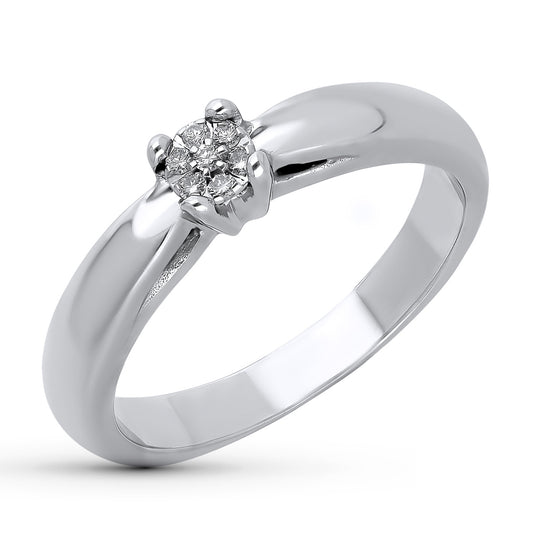 18K SORTIJA ORO BLANCO DIAMANTES NATURALES 0,05 QTES. ANCHO: 4,5 MM