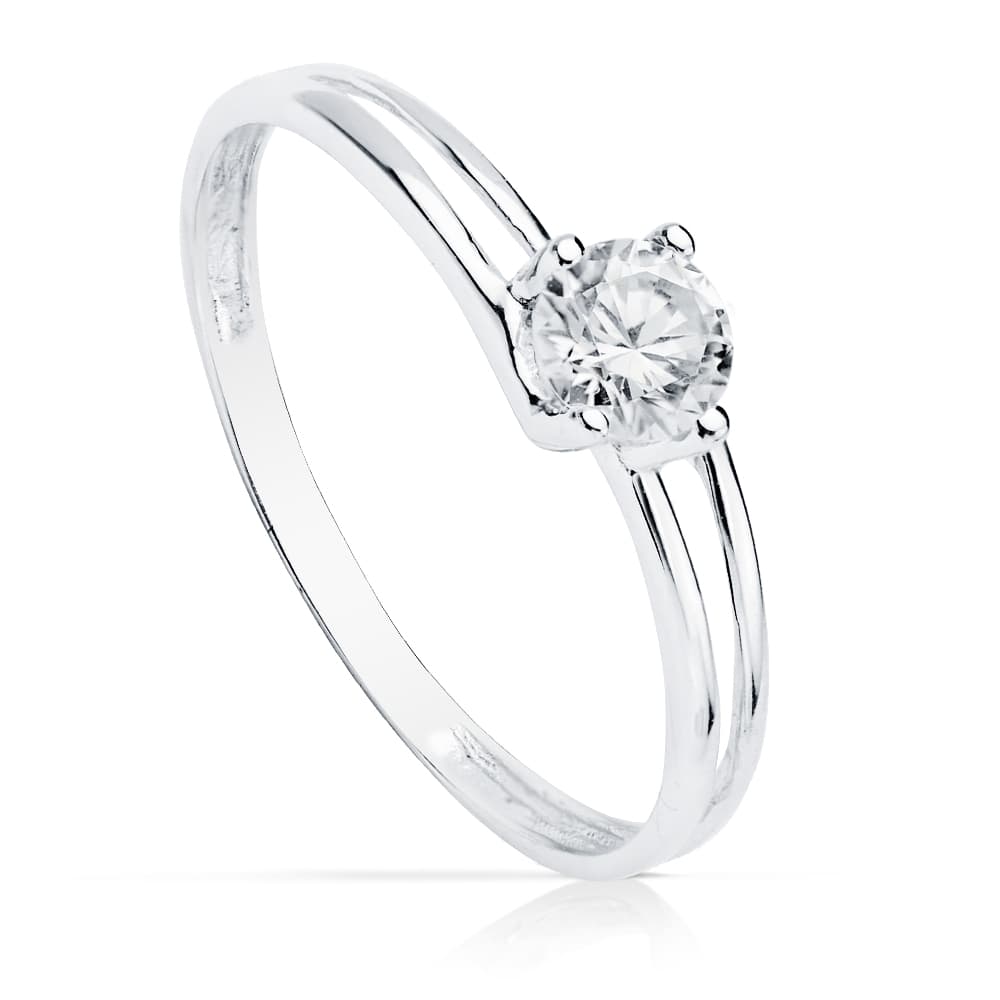 18K SOLITARIO ORO BLANCO CUERPO CALADO CON CIRCONITA DE 4.5 MM