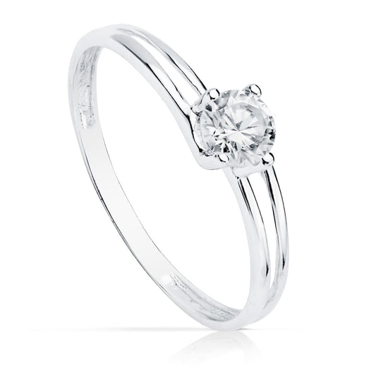 18K SOLITARIO ORO BLANCO CUERPO CALADO CON CIRCONITA DE 4.5 MM