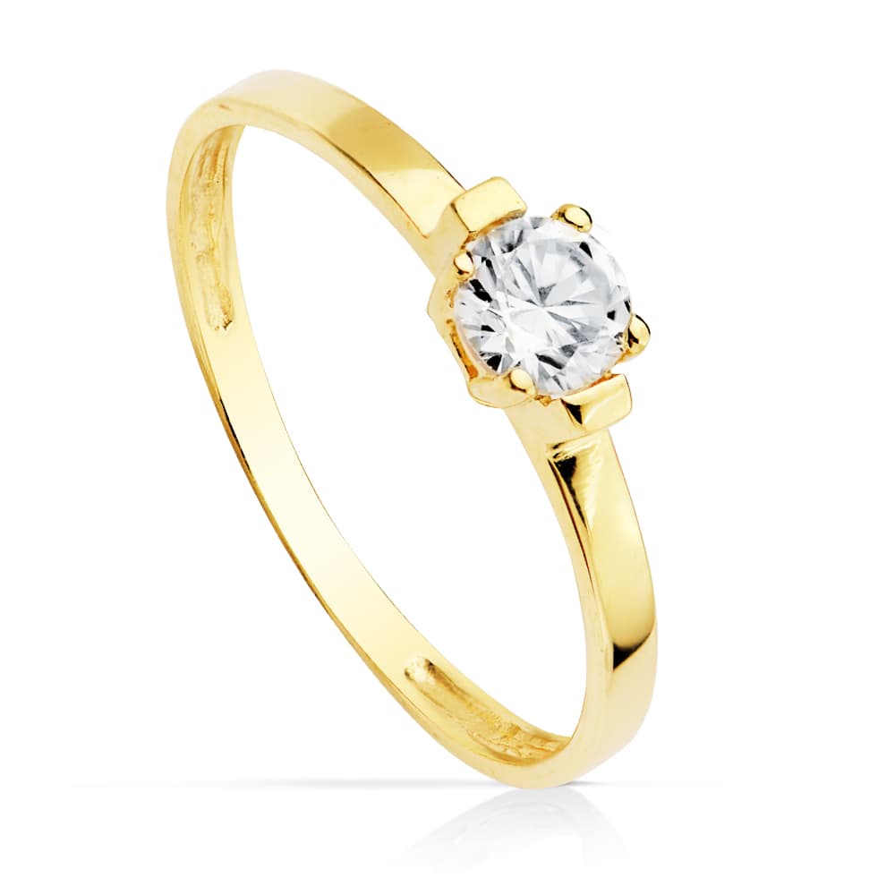 Solitario Piedra 4 x 4 mm de oro amarillo 18K