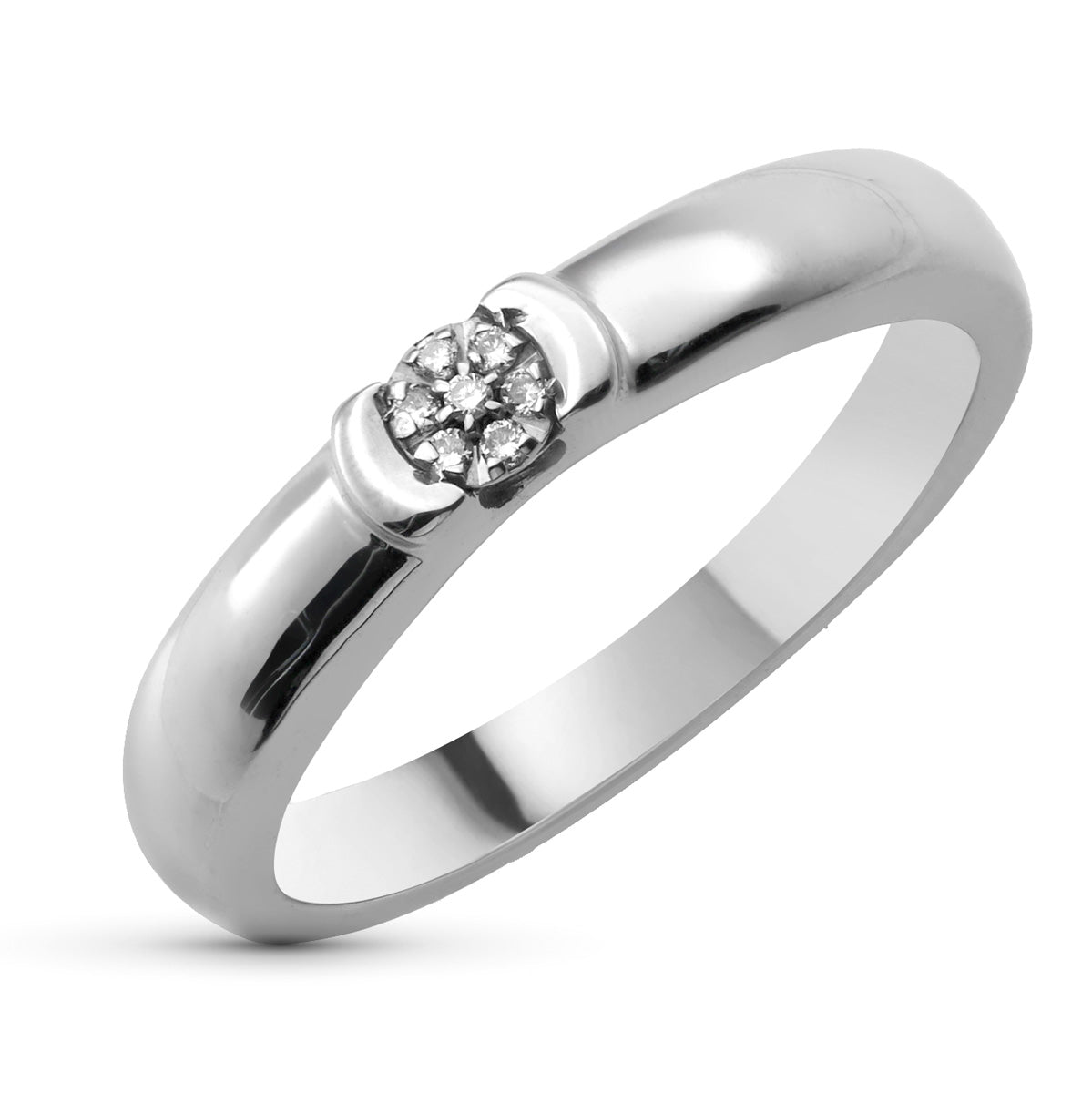Sortija Diamantes Naturales Talla Brillante 0,05 Qts. Ancho: 3,5 mm de oro blanco 18K