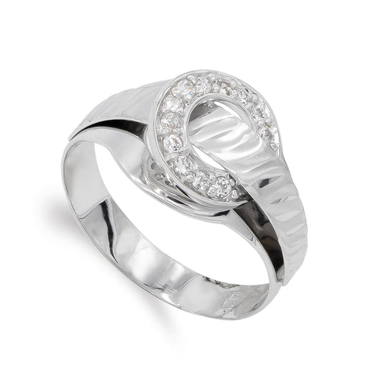 18K SORTIJA ORO BLANCO CON CIRCONITAS. ANCHO: 10 MM