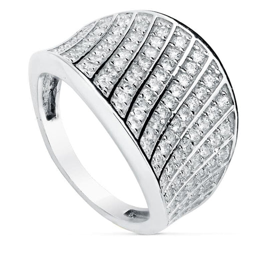18K SORTIJA ORO BLANCO CON CIRCONITAS. ANCHO: 17 MM