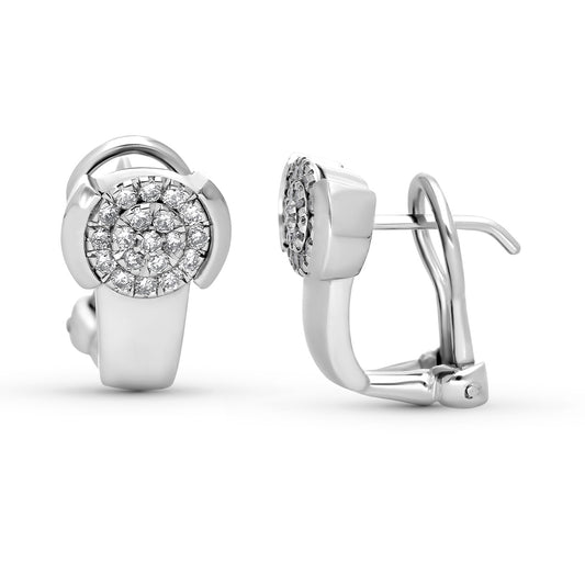 18K PENDIENTES ORO BLANCO 38 DIAMANTES NATURALES 0,35 QTS SI-H. CIERRE OMEGA 14,5X9 MM