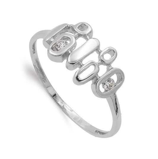 18K SORTIJA ORO BLANCO CON MOTIVOS Y CIRCONITAS. ANCHO MOTIVO 14X9 MM