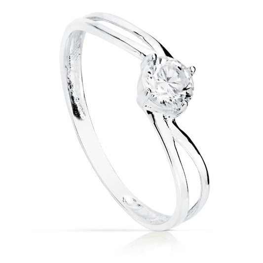 18K SOLITARIO ORO BLANCO CIRCONITA 4.5 MM