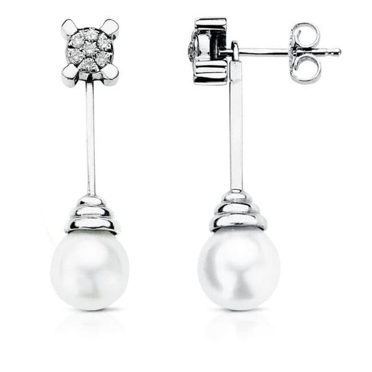 18K PENDIENTES ORO BLANCO AUSTRALIANA DIAMANTES NATURALES 0,25 QTS. SI-H. MEDIDA: 30X9 MM CIERRE PRESION