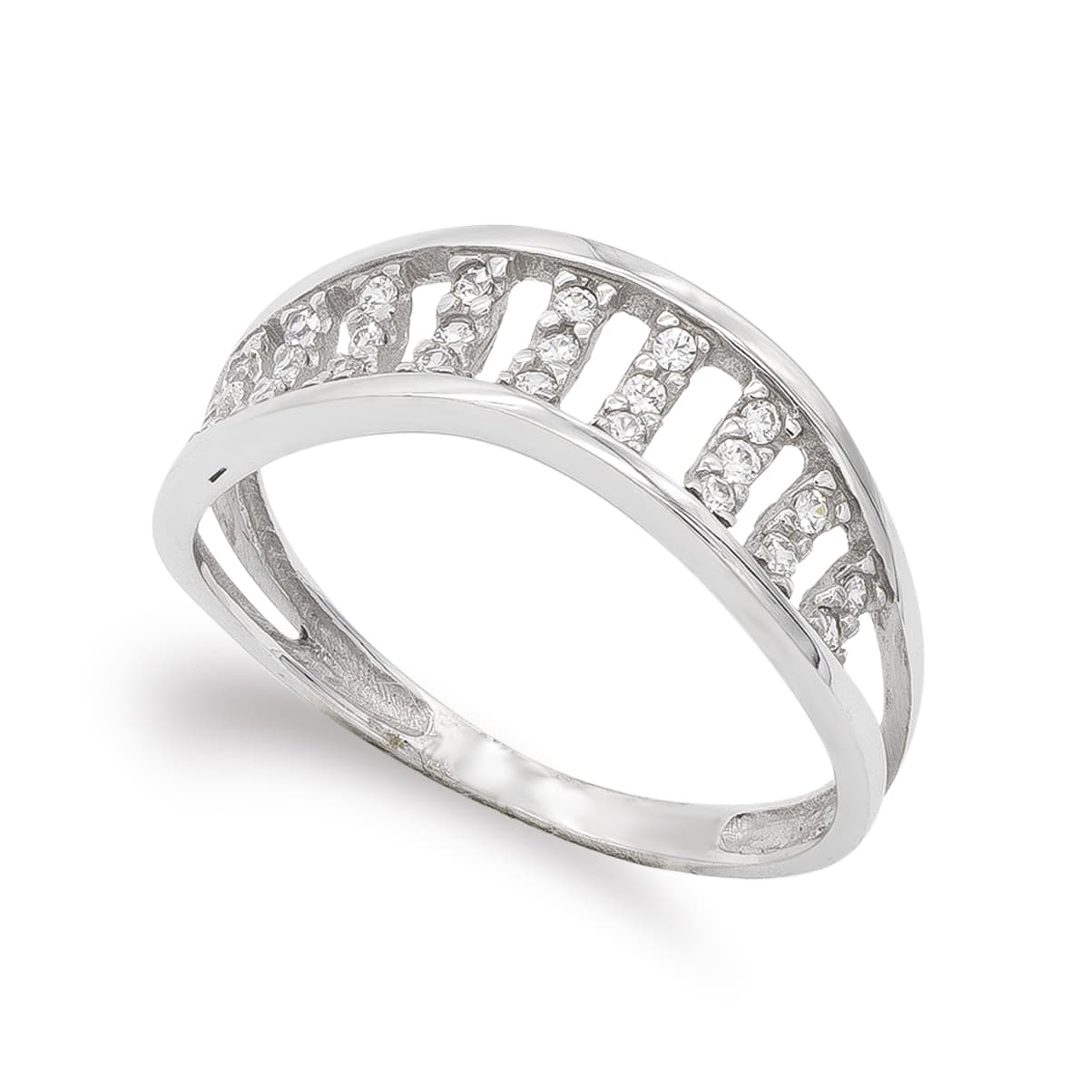 18K SORTIJA ORO BLANCO CON CIRCONITAS. ANCHO: 6,5 MM