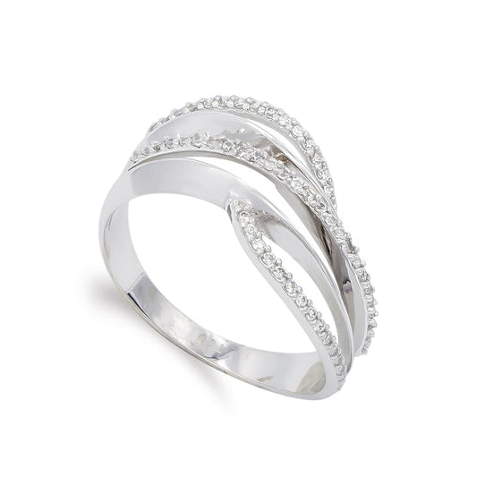 18K SORTIJA ORO BLANCO CON CIRCONITAS. ANCHO: 9 MM